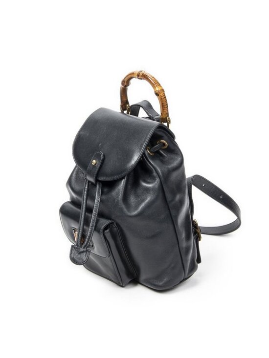 Gucci Mini Bamboo Backpack Navy Calfskin Leather